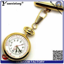 Yxl-959 de calidad superior de acero inoxidable enfermera hospital enfermera reloj de bolsillo reloj médico de dial cuarzo enfermera reloj de pecho de la mesa